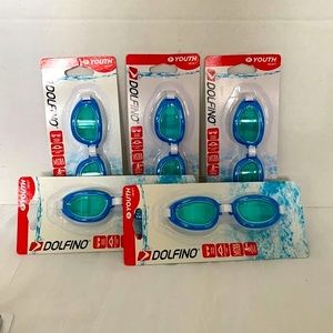 Dolfino Blue White Newt Swim Goggles | Youth. Pack of 4